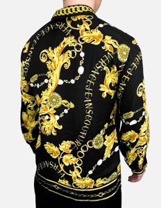 Picture of Versace Black Viscose Panel Baroque Regular Shirt