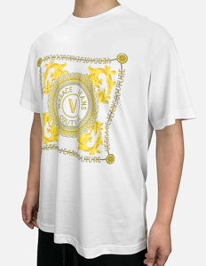 Picture of Versace White Gold V-Emblem Regular Tee