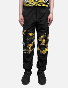 Picture of Versace Gold Nylon Baroque Cargo Pants