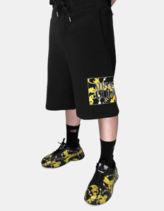 Picture of Versace Black Logo Gold Baroque Sweat Shorts