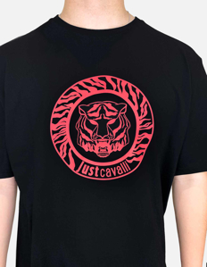 Picture of Just Cavalli Red Tiger Emblem Black Regular Tee