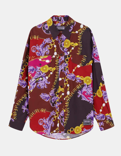 Picture of Versace Red Chain Baroque Oversize Shirt