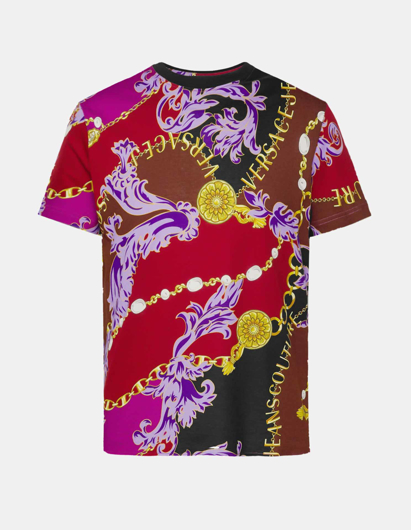 Picture of Versace Red Chain Gold Baroque Slim Tee