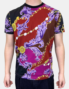 Picture of Versace Red Chain Gold Baroque Slim Tee