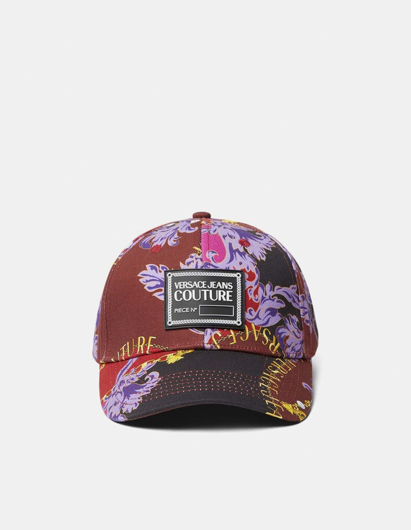 Picture of Versace Red Chain Baroque Canvas Cap