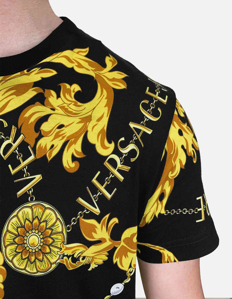 Picture of Versace Black Chain Gold Baroque Slim Tee