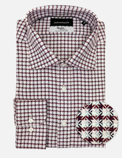 Picture of Dom Bagnato Red Geo Check Regular Shirt